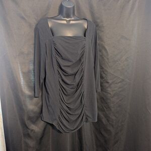 181. Denim 24/7 Black Long Sleeve Ruched Top